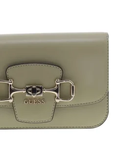 Sac à main à porté épaule vert en maille lisse avec logo de la marque