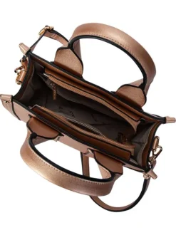 Sac à main rose uni avec une fermeture à zip et muni de 2 anses