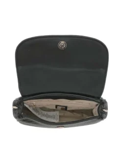Sac à main tressé noir avec détails dorés et bandoulière amovible