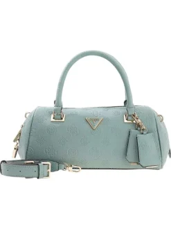 Sac à main vert d'eau forme bowling pourvu d'un motif monogramme embossé