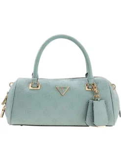 Sac à main vert d'eau forme bowling pourvu d'un motif monogramme embossé