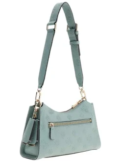 Sac à main vert d'eau à motif monogramme embossé pourvu d'une anse amovible