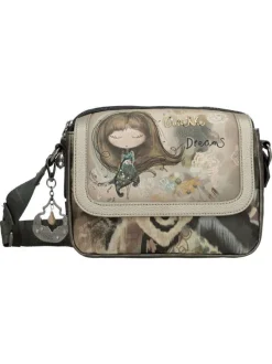 Sac marron orné de motifs exclusifs et pourvu d'une bandoulière réglable
