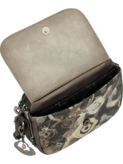 Sac marron orné de motifs exclusifs et pourvu d'une bandoulière réglable