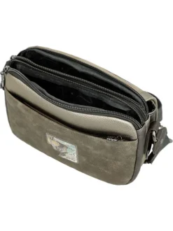 Sac marron orné de motifs exclusifs et pourvu d'une bandoulière réglable