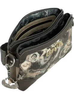 Sac multicolore à bandoulière plate et réglable orné d'un motif effet aquarelle