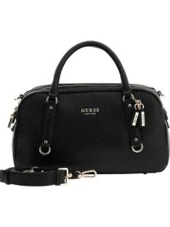 Sac noir aspect grainé forme bowling pourvu d'une bandoulière amovible