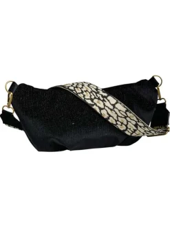 Sac noir avec bandoulière amovible et incrustation de fils lurex