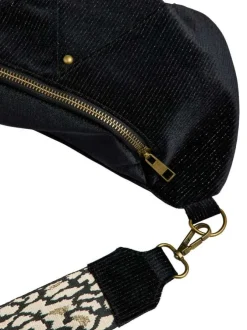 Sac noir avec bandoulière amovible et incrustation de fils lurex