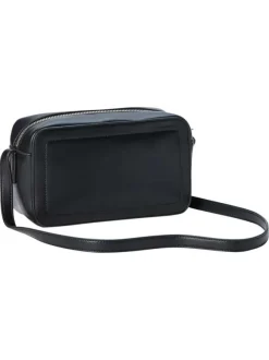 Sac noir à bandoulière plate pourvu d'une fermeture à glissière