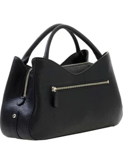 Sac noir en maille grainée pourvu d'une bandoulière amovible et réglable