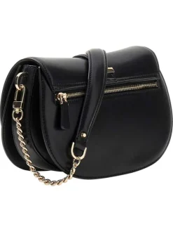 Sac noir en maille lisse pourvu d'une anse et d'une bandoulière amovibles