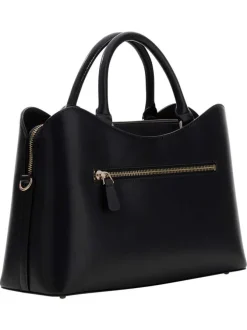 Sac noir en maille lisse pourvu d'une bandoulière amovible et réglable