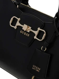 Sac noir en maille lisse pourvu d'une bandoulière amovible et réglable