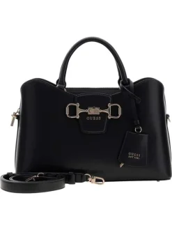 Sac noir en maille lisse pourvu d'une bandoulière amovible et réglable