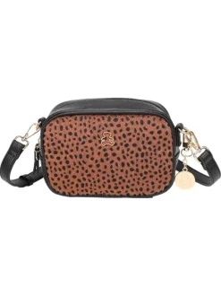 Sac noir fantaisie à motif léopard avec fermeture à glissière