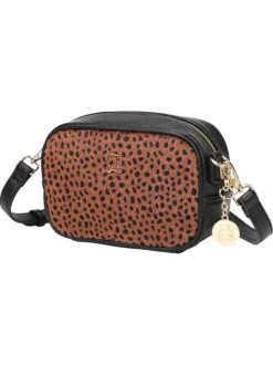 Sac noir fantaisie à motif léopard avec fermeture à glissière