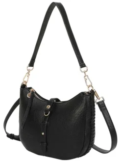 Sac noir forme banane à bandoulière amovible avec fermeture à glissière