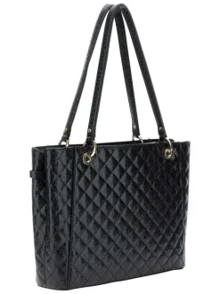 Sac noir monogramme effet matelassé à fermeture zippée avec des boutons