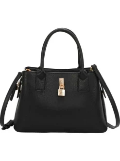 Sac noir uni avec bandoulière amovible et détails dorés
