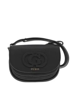 Sac noir uni avec logo iconique de la marque en relief sur le devant