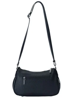 Sac noir uni avec une bandoulière réglable et une fermeture à zip