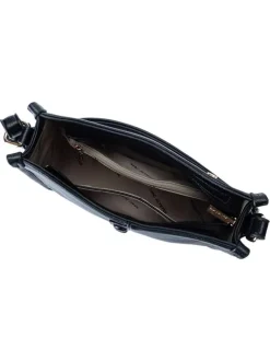 Sac noir uni à bandoulière réglable avec une fermeture zippée