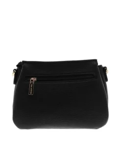 Sac noir uni muni de 2 bandoulières réglables et d'une fermeture à zip
