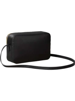 Sac noir uni muni d'une bandoulière et un revêtement en grains