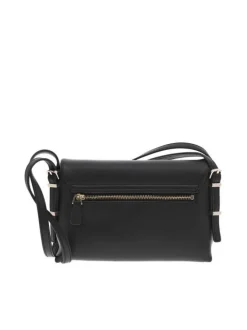 Sac noir uni à porté épaule avec rabat à pression et logo de la marque