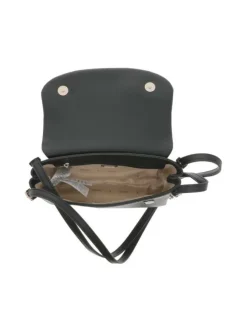 Sac noir uni à porté épaule avec rabat à pression et logo de la marque