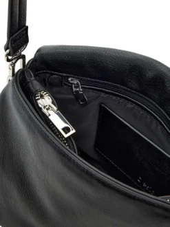Sac noir uni pourvu d'une anse blanche et noire et d'une bandoulière