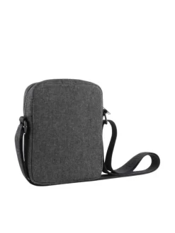 Sacoche en coton anthracite unie à bandoulière ajustable et à monogramme