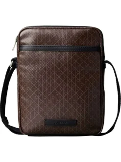 Sacoche marron à motifs monogrammes avec bandoulière et zip