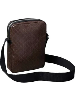 Sacoche marron à motifs monogrammes avec bandoulière et zip