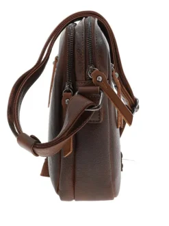 Sacoche marron uni à bandoulière ajustable et compartiment zippé