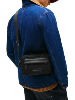 Sacoche noire avec fermeture à glissière et logos de la marque