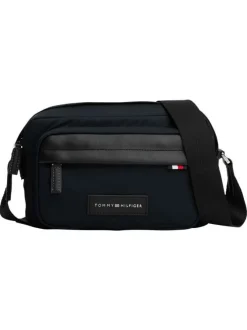 Sacoche noire avec fermeture à glissière et logos de la marque