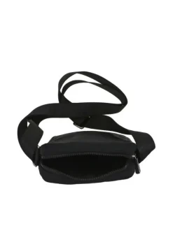 Sacoche noire unie avec 2 poches de rangement et anse avec marque de floquée