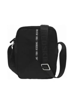 Sacoche noire unie avec 2 poches de rangement et anse avec marque de floquée