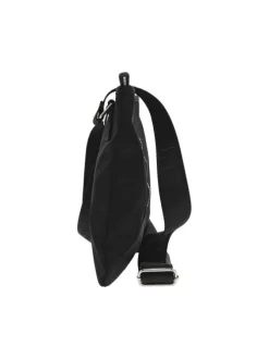 Sacoche noire unie avec une poche de rangement et marque sur patch à l'avant
