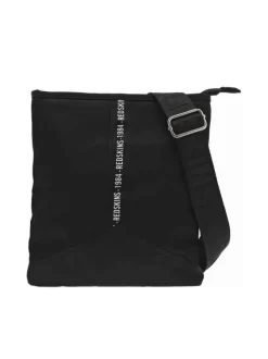 Sacoche noire unie avec une poche de rangement et marque sur patch à l'avant