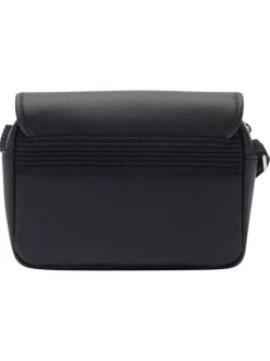 Sacoche noire unie avec une bandoulière ajustable et logo iconique