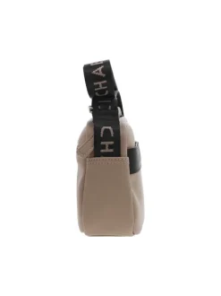 Sacoche beige unie avec une sangle réglable et plusieurs poches