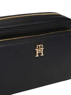 Sacoche noire pourvue d'une bandoulière amovible et du logo de la marque