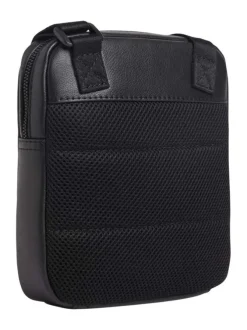 Sacoche Reporter aspect cuir noir à dos en mesh uni et bandoulière ajustable