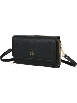 Sac pochette porté noir à bandoulière amovible orné du logo de la marque