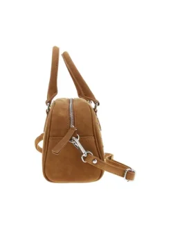 Sac porte-main camel uni pourvu de strass sur le pourtour avec des anses