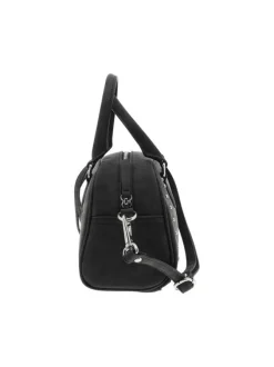 Sac porte-main noir uni pourvu de strass sur le pourtour avec des anses