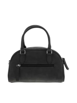Sac porte-main noir uni pourvu de strass sur le pourtour avec des anses